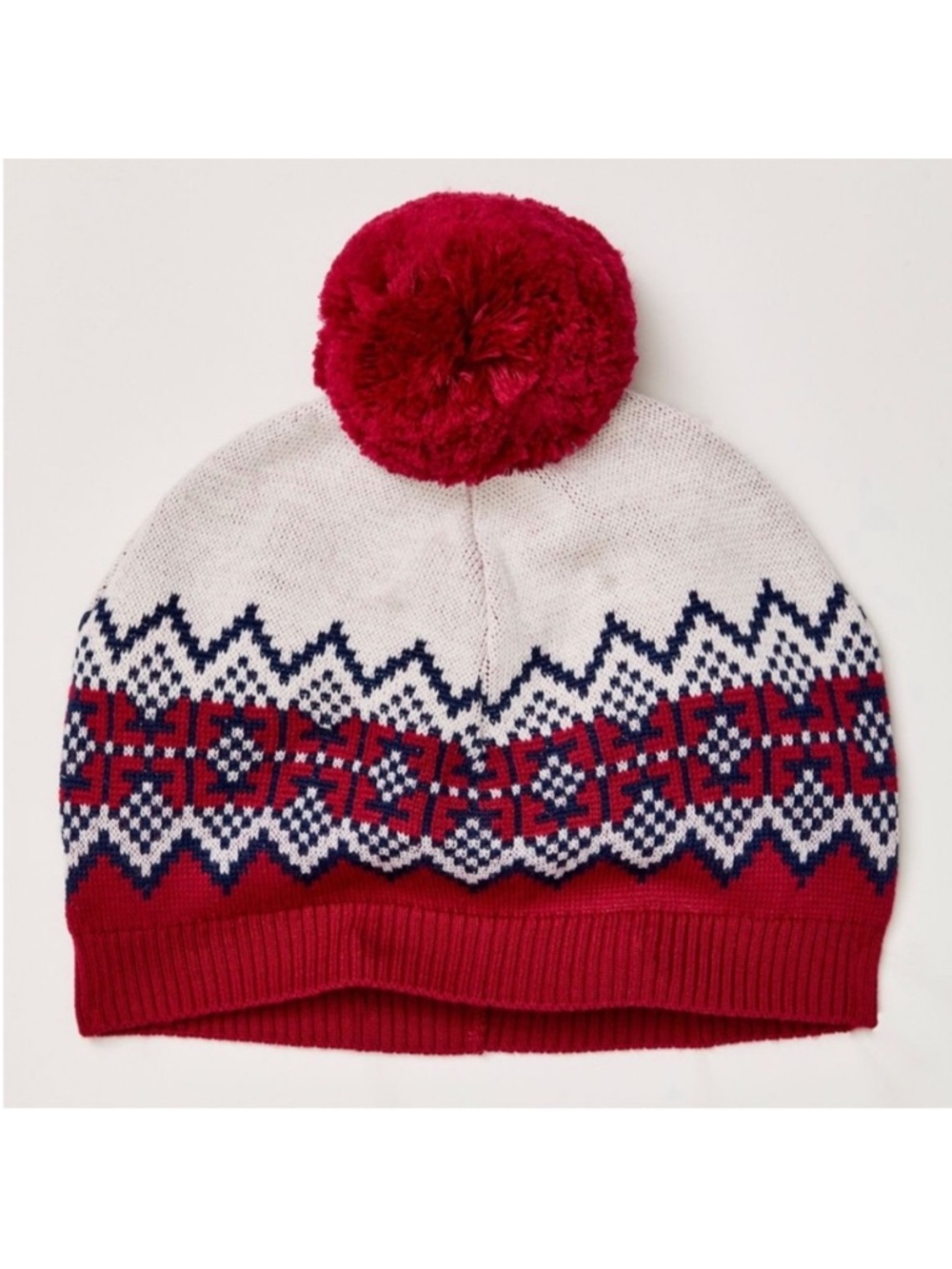 Free People x Falke NWT Diamond Pom Beanie Size OS in White/Red Combo